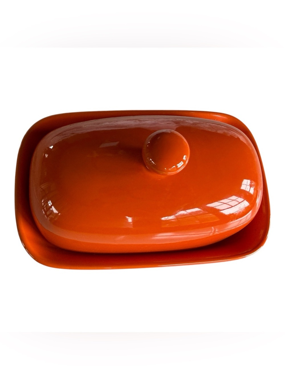 Sweejar Orange Ceramic Butter Dish NWOT